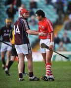 13 April 2008; Galway's Joe Canning and Cork's Sean Og O hAilpin after the final whistle. Allianz National Hurling League, Division 1, semi-final, Cork v Galway, Gaelic Grounds, Limerick. Picture credit: Brendan Moran / SPORTSFILE