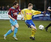 14 April, 2008; Mark McConkey, Dungannon Swifts, in action against AIdan O'Keeffe, Drogheda United. Setanta Cup Group 1, Dungannon Swifts v Drogheda United, Stangmore Park, Dungannon, Co. Tyrone. Picture credit: Oliver McVeigh / SPORTSFILE