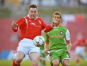 14 April 2008; Declan O'Hara, Cliftonville, in action against John O'Flynn, Cork City. Setanta Cup Group 1, Cork City v Cliftonville, Turners Cross, Cork. Picture credit; Brendan Moran / SPORTSFILE
