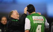 11 April 2008; Kevin Doherty, Bray Wanderers, receives attention from Nicky Kavanagh. eircom League of Ireland Premier Division, Bohemians v Bray Wanderers, Dalymount Park, Dublin. Picture credit: Stephen McCarthy / SPORTSFILE