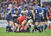 12 April 2008; Donncha O'Callaghan, Munster, gets to grips with Chris Whitaker, Leinster. Magners League, Leinster v Munster, RDS, Ballsbridge, Dublin. Picture credit: Brendan Moran / SPORTSFILE