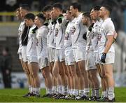 2 April 2015; Kildare players line up for the National Anthem. EirGrid Leinster U21 Football Championship Final, Dublin v Kildare. Páirc Táilteann, Navan, Co. Meath. Picture credit: Matt Browne / SPORTSFILE