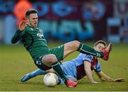 3 April 2015; Robbie Creevy, Bohemians, in action against Stephen Maher, Drogheda United. SSE Airtricity League Premier Division, Drogheda United v Bohemians. United Park, Drogheda, Co. Louth. Photo by Sportsfile