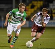 3 April 2015; Simon Madden, Shamrock Rovers, in action against Gary Shanahan, Galway United. SSE Airtricity League Premier Division, Shamrock Rovers v Galway United. Tallaght Stadium, Tallaght, Co. Dublin. Picture credit: David Maher / SPORTSFILE