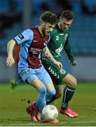3 April 2015; Lee Duffy, Drogheda United, in action against Robbie Creevy, Bohemians. SSE Airtricity League Premier Division, Drogheda United v Bohemians. United Park, Drogheda, Co. Louth. Photo by Sportsfile