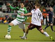 3 April 2015; Keith Fahey, Shamrock Rovers, in action against Alex Byrne, Galway United. SSE Airtricity League Premier Division, Shamrock Rovers v Galway United. Tallaght Stadium, Tallaght, Co. Dublin. Picture credit: David Maher / SPORTSFILE