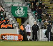 3 April 2015; Mark Ludden, Galway United, walks down the tunnel after be?ing sent off by referee Rob Rogers. SSE Airtricity League Premier Division, Shamrock Rovers v Galway United. Tallaght Stadium, Tallaght, Co. Dublin. Picture credit: David Maher / SPORTSFILE