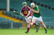 4 April 2015; Joe Clarke, Westmeath, in action against Padraig Boyle, Kerry. Allianz Hurling League Division 2A Final, Westmeath v Kerry. Gaelic Grounds, Limerick. Picture credit: Diarmuid Greene / SPORTSFILE