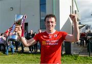 4 April 2015; Damien Casey, Tyrone holds aloft the Divison 3 Cup. Allianz Hurling League Division 3A Final, Tyrone v Monaghan. Keady, Co. Armagh. Picture credit: Oliver McVeigh / SPORTSFILE