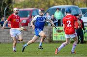 4 April 2015; Fergal Rafter, Monaghan, in action against Conor Casey and Conor McNally, Tyrone. Allianz Hurling League Division 3A Final, Tyrone v Monaghan. Keady, Co. Armagh. Picture credit: Oliver McVeigh / SPORTSFILE
