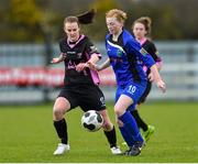 4 April 2015; Hayley Nolan, Peamount United, in action against Carol Breen, Wexford Youths Women’s AFC. Continental Tyres Women's National League, Wexford Youths Women’s AFC v Peamount United. Ferrycarrig Park, Wexford. Picture credit: Matt Browne / SPORTSFILE