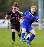 4 April 2015; Hayley Nolan, Peamount United, in action against Rachel Hutchinson, Wexford Youths Women’s AFC. Continental Tyres Women's National League, Wexford Youths Women’s AFC v Peamount United. Ferrycarrig Park, Wexford. Picture credit: Matt Browne / SPORTSFILE