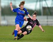 4 April 2015; Ambert Barrett, Peamount United, in action against Ciara Rossiter, Wexford Youths Women’s AFC. Continental Tyres Women's National League, Wexford Youths Women’s AFC v Peamount United. Ferrycarrig Park, Wexford. Picture credit: Matt Browne / SPORTSFILE