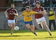 4 April 2015; Ultan Harney, Roscommon, in action against Enda Tierney, Galway. EirGrid Connacht U21 Football Championship Final, Galway v Roscommon. Tuam Stadium, Tuam, Co. Galway. Picture credit: Ray Ryan / SPORTSFILE