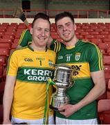 4 April 2015; Kerry players James Logue, left, and Shane Nolan celebrate with the cup after victory over Westmeath. Allianz Hurling League Division 2A Final, Westmeath v Kerry. Gaelic Grounds, Limerick. Picture credit: Diarmuid Greene / SPORTSFILE
