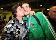 14 April 2008; Ireland's John Joe Joyce, who won gold at the Olympic Qualifying tournament in Athens, celebrates on his home coming with his mother Bridget at Dublin Airport. Picture credit: David Maher / SPORTSFILE