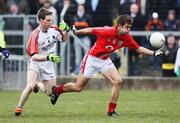 20 April 2008; Kevin McMahon, Cork, in action against Finnian Moriarty, Armagh. Allianz National Football League, Division 2, Round 7, Armagh v Cork, St Oliver Plunkett Park, Crossmaglen, Co. Armagh. Picture credit: Oliver McVeigh / SPORTSFILE