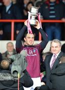 20 April 2008; Brendan Murtagh, Westmeath, lifts the cup after being presented by Nickey Brennan, GAA President. Allianz National Hurling League, Division 2 Final, Carlow v Westmeath, Gaelic Grounds, Limerick. Picture credit: Pat Murphy / SPORTSFILE *** Local Caption ***
