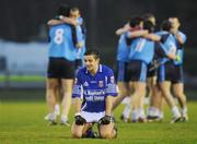 22 April 2008; Aidan O'Mahony, Garda College, drops to his knees as the UUJ players celebrate at the final whistle. Ulster Bank Sigerson Cup Final, Garda College v UUJ, Carlow IT Grounds, Carlow. Picture credit: Matt Browne / SPORTSFILE