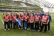 4 April 2015; Mullingar Lions Club with Leinster's Kane Douglas and Darragh Fanning ahead of the Bank of Ireland half-time mini games. European Rugby Champions Cup Quarter-Final, Leinster v Bath. Aviva Stadium, Lansdowne Road, Dublin. Picture credit: Stephen McCarthy / SPORTSFILE