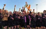4 April 2015; Wexford Youths Women’s AFC captain Kylie Murphy lifts the cup as her team-mates celebrate. Continental Tyres Women's National League, Wexford Youths Women’s AFC v Peamount United. Ferrycarrig Park, Wexford. Picture credit: Matt Browne / SPORTSFILE