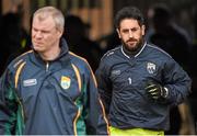 5 April 2015; Paul Galvin and Kerry selector Diarmuid Murphy ahead of the game. Allianz Football League, Division 1, Round 7, Tyrone v Kerry. Healy Park, Omagh, Co. Tyrone. Picture credit: Stephen McCarthy / SPORTSFILE