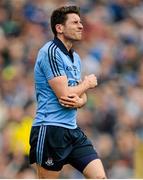 5 April 2015; Bernard Brogan, Dublin, reacts after taking a knock to the elbow. Allianz Football League, Division 1, Round 7, Monaghan v Dublin. St Tiernach’s Park, Clones, Co. Monaghan. Picture credit: Brendan Moran / SPORTSFILE
