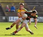 5 April 2015; Donal Vaughan, Mayo, in action against Hugh McFadden, Donegal. Allianz Football League, Division 1, Round 7, Mayo v Donegal. Elverys MacHale Park, Castlebar, Co. Mayo. Picture credit: David Maher / SPORTSFILE