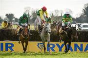 5 April 2015; Gilgamboa, with Tony McCoy up, races ahead of Gitane Du Berlais, with Ruby Walsh up, left, third placed Smashing, with JJ Burke up, centre, on their way to winning the Ryanair Gold Cup Novice Steeplechase. Fairyhouse Easter Festival, Fairyhouse, Co. Meath. Picture credit: Pat Murphy / SPORTSFILE