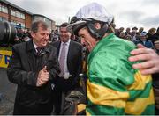 5 April 2015; Winning connections jockey Tony McCoy and owner J.P. McManus, left, after Gilgamboa won the Ryanair Gold Cup Novice Steeplechase. Fairyhouse Easter Festival, Fairyhouse, Co. Meath. Picture credit: Pat Murphy / SPORTSFILE