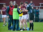5 April 2015; Garrerth Bradshaw, Galway, receives medical attention. Allianz Football League, Division 2, Round 7, Galway v Kildare. Tuam Stadium, Tuam. Picture credit: Ray Ryan / SPORTSFILE