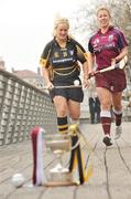 21 April 2008; Kilkenny captain Marie O'Connor, left, with Galway captain Sinead Cahalan at a Captains Photocall ahead of the Division 1 and 2, Camogie National League Finals this weekend. Kilkenny take on Galway in the Division 1 decider in Nowlan Park on Saturday, while Derry will play Clare in the Division 2 Final. Liffey Boardwalk, Dublin. Picture credit: David Maher / SPORTSFILE