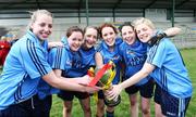 21 April 2008; St Mary's School, Mallow players, Linda Barrett, Tricia Murphy, Rosin O'Sullivan, Sandra Conroy, Rebecca Larkin and Kathryn Coakley, celebrate after the game with the cup. Pat the Baker Post Primary Senior A Schools Final, St Louis School, Monaghan v St Mary's School, Mallow, Co. Cork, St Rynagh's, Banagher, Co. Offaly. Picture credit: Oliver McVeigh / SPORTSFILE