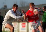 1 February 1998; Aidan Dorgan of Cork in action against Anthony Rainbow of Kildare during the Church & General National Football League match between Kildare and Cork at St Conleth's Park in Newbridge, Kildare. Photo by Damien Eagers/Sportsfile