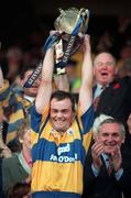 14 September 1997; Clare captain Anthony Daly lifts the lifts the Liam MacCarthy Cup after the Guinness All Ireland Hurling Final match between Clare and Tipperary at Croke Park in Dublin. Photo by Matt Browne/Sportsfile