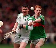 17 March 1998; Barry Whelahan of Birr in action against Michael Kenny of Sarsfields during the All-Ireland Club Hurling Final between Sarsfields and Birr at Croke Park, Dublin. Photo by David Maher/Sportsfile