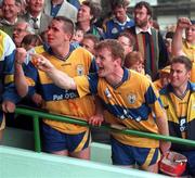 14 September 1997; Colin Lynch, left, and Brian Lohan of Clare celebrate after the Guinness All Ireland Hurling Final match between Clare and Tipperary at Croke Park in Dublin. Photo by Matt Browne/Sportsfile