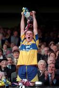 14 September 1997; Clare captain John Reddan lifts the Irish Press Cup after winning the All-Ireland Minor Hurling Championship Final between Clare and Galway at Croke Park in Dublin. Photo by Ray McManus/Sportsfile