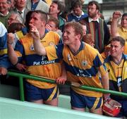 14 September 1997; Brian Lohan and Colin Lynch of Clare celebrate following the Guinness All-Ireland Senior Hurling Championship Final between Clare and Tipperary at Croke Park in Dublin. Photo by Matt Browne/Sportsfile