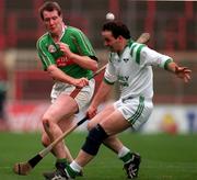 17 March 1998; Daithi Regan of Birr in action against Brendan Cooney of Sarsfields during the All-Ireland Club Hurling Final between Sarsfields and Birr at Croke Park, Dublin. Photo by Brendan Moran/Sportsfile