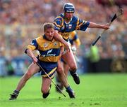 14 September 1997; James O'Connor of Clare in action against Conal Bonnar of Tipperary during the Guinness All Ireland Hurling Final match between Clare and Tipperary at Croke Park in Dublin. Photo by Ray McManus/Sportsfile
