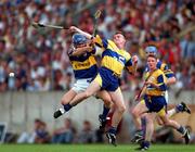 6 July 1997; Fergus Tuohy of Clare in action against Colm Bonnar of Tipperary during the GAA Munster Senior Hurling Championship Final match between Clare and Tipperary at Páirc Uí Chaoimh in Cork. Photo by Ray McManus/Sportsfile