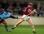 8 March 1998; Francis Forde of Galway in action against David Sweeney of Dublin during the Church & General National Hurling League match between Dublin and Galway at Parnell Park in Dublin. Photo by Brendan Moran/Sportsfile