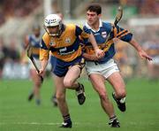 14 September 1997; Ollie Baker of Clare in action against Liam Sheedy of Tipperary during the Guinness All Ireland Hurling Final match between Clare and Tipperary at Croke Park in Dublin. Photo by David Maher/Sportsfile