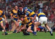 14 September 1997; Jamisie O'Connor of Clare  in action against John Leahy, Aiden Butler, Conal Bonnar of Tipperary during the GAA Munster Senior Hurling Championship Final match between Clare and Tipperary at Páirc Uí Chaoimh, Cork. Photo by Ray McManus/Sportsfile