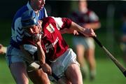 25 May 1997; Kevin Broderick of Galway in action against Ray Fogarty of Laois during the Church & General National Hurling League Division 1 match between Galway and Laois at Kenny Park in Athenry, Galway. Photo by Ray McManus/Sportsfile