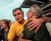 14 September 1997; Tipperary manager Len Gaynor is consoled by a fan following the Guinness All-Ireland Senior Hurling Championship Final between Clare and Tipperary at Croke Park in Dublin. Photo by David Maher/Sportsfile
