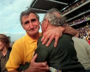 14 September 1997; Tipperary manager Len Gaynor is consoled by a fan following the Guinness All-Ireland Senior Hurling Championship Final between Clare and Tipperary at Croke Park in Dublin. Photo by David Maher/Sportsfile