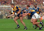 14 September 1997; Liam Doyle of Clare in action against John Leahy and Brian O'Meara of Tipperary during the Guinness All Ireland Hurling Final match between Clare and Tipperary at Croke Park in Dublin. Photo by Matt Browne/Sportsfile
