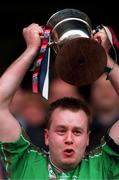 17 March 1998; Birr captain Joe Errity lifts the Tommy Moore Cup  following the All-Ireland Club Hurling Final between Sarsfields and Birr at Croke Park, Dublin. Photo by David Maher/Sportsfile